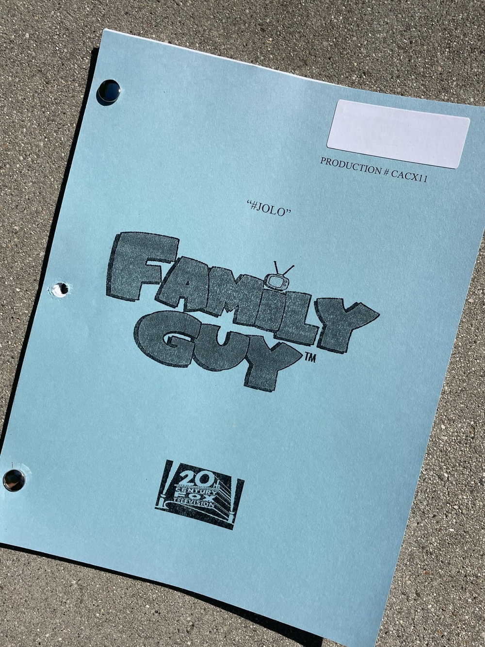 Family Guy 2013 #JOLO Episode Original Production Used Table Draft Script